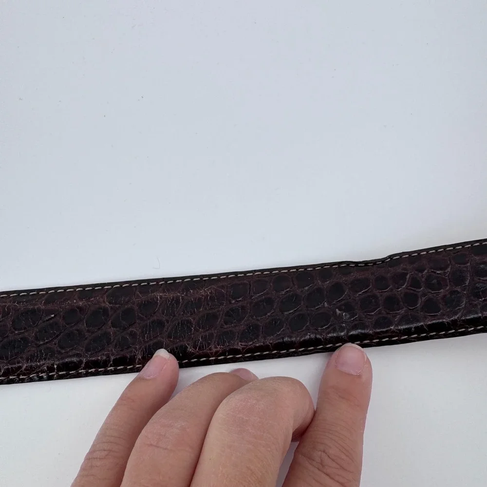 Martin Dingman Belt Mens 44 Brown Alligator Grain Calf Leather‎ Dress Handmade